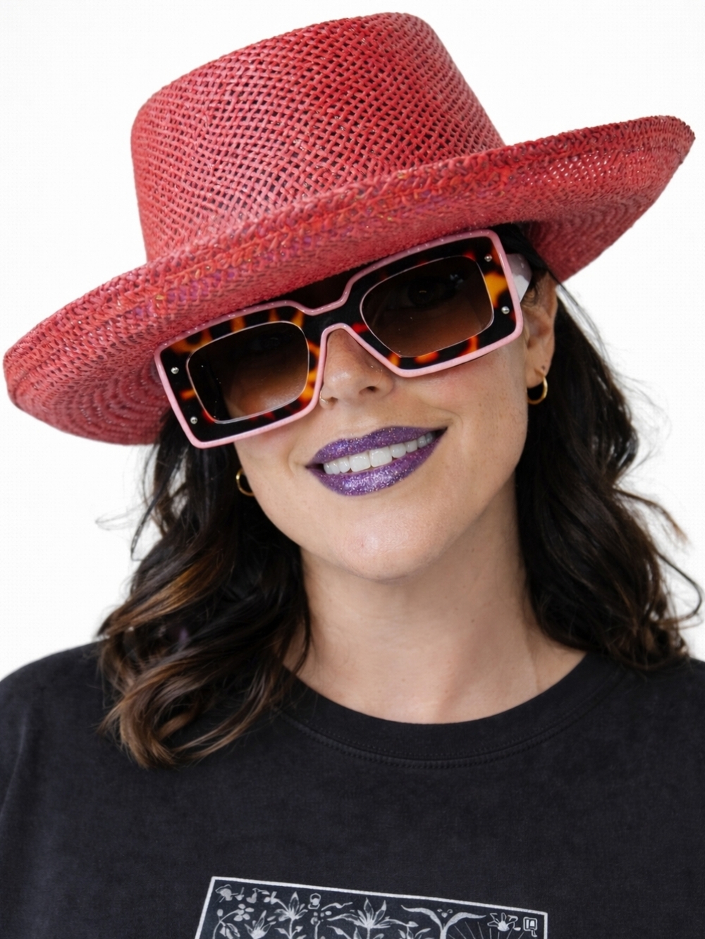 Something Special Red Hat Ladies Fedora Hat Red/Purple Accent